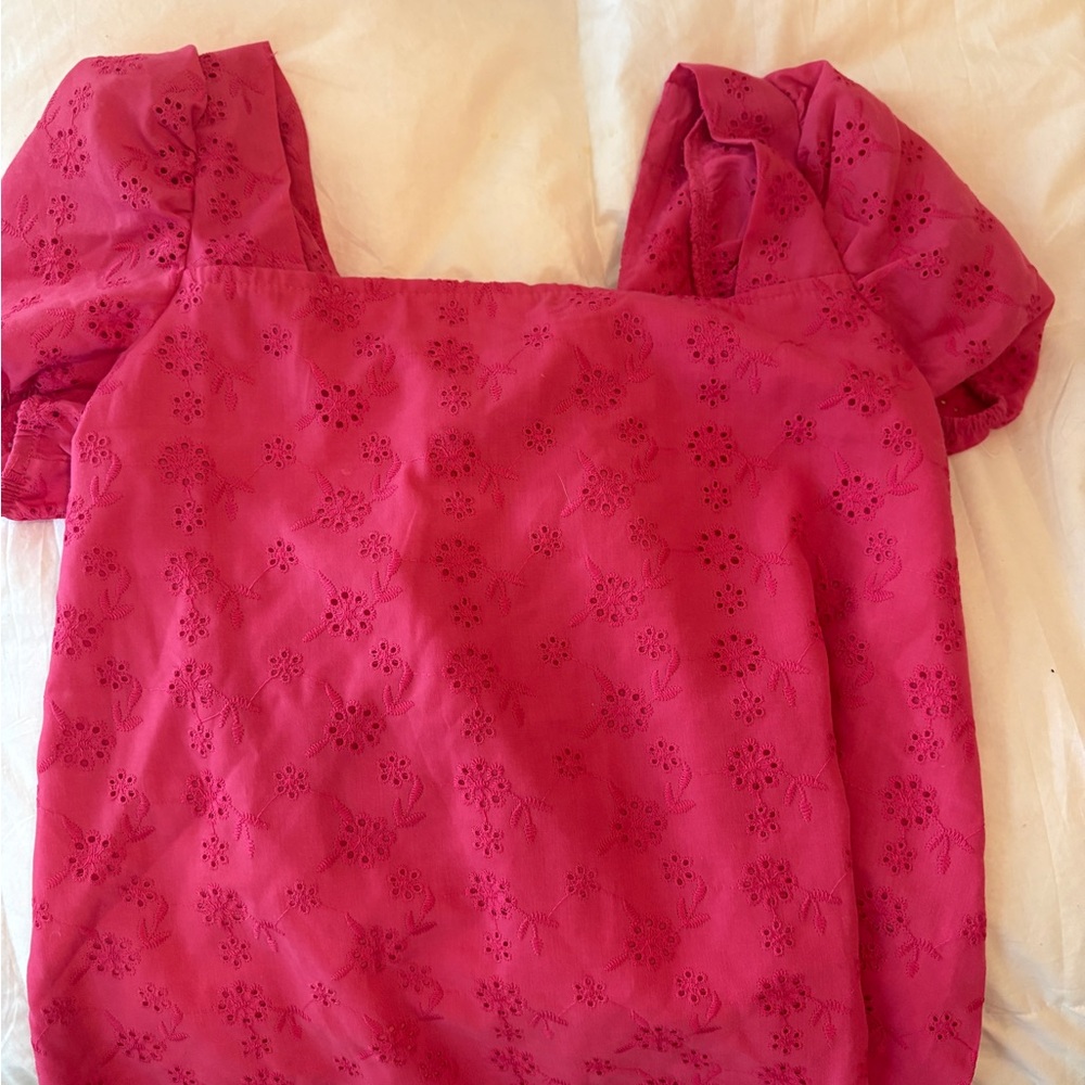 Women's Pink Eyelet Top